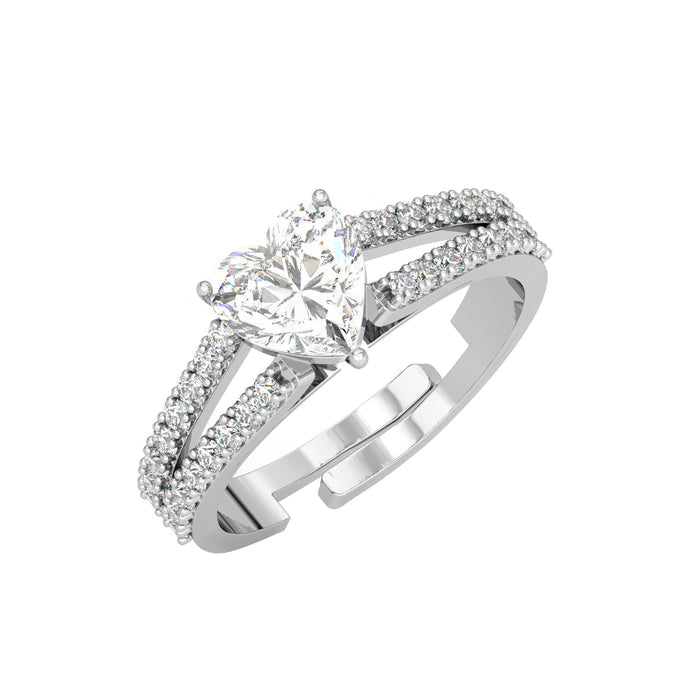 CLARA Pure 925 Sterling Silver Proposal Finger Ring with Adjustable Band