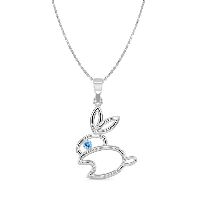 CLARA 925 Sterling Silver Rabbit Pendant Chain Necklace