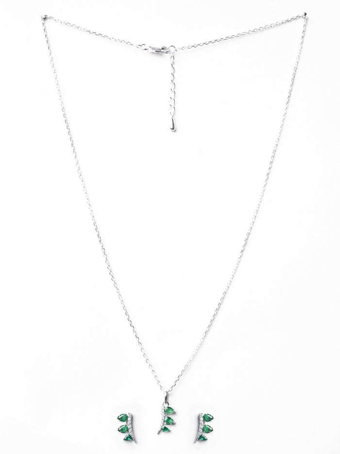 CLARA 925 Sterling Silver Reina Pendant Earring Chain Jewellery Set