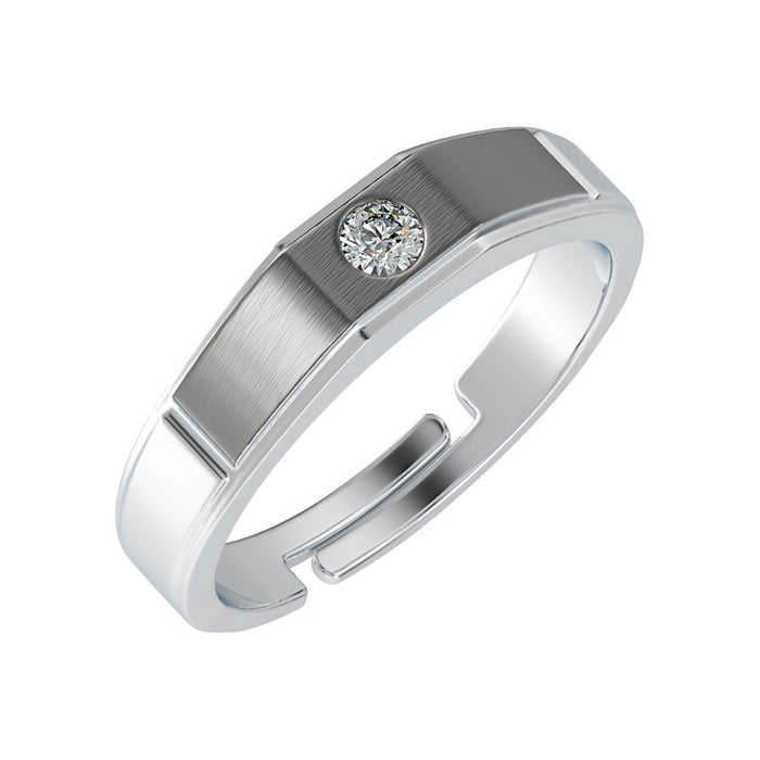 CLARA Pure 925 Sterling Silver Rocco Adjustable Ring Gift for Men and Boys | Partial Matte Finish