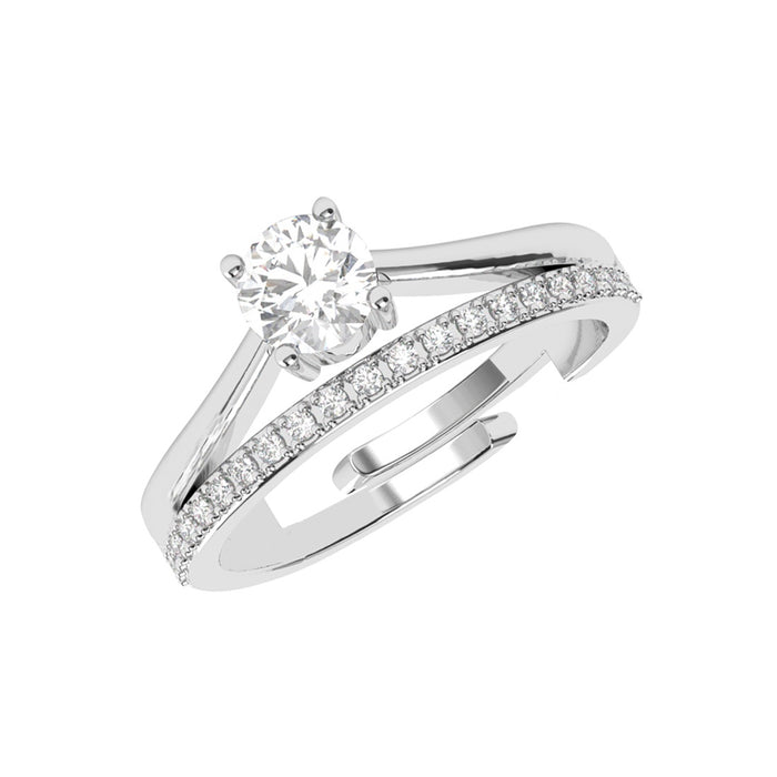 CLARA 925 Sterling Silver Size Adjustable Roisin Double Banded Solitaire Ring