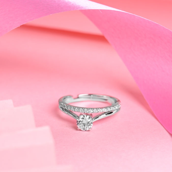 Silver Roisin Double Banded Solitaire Ring