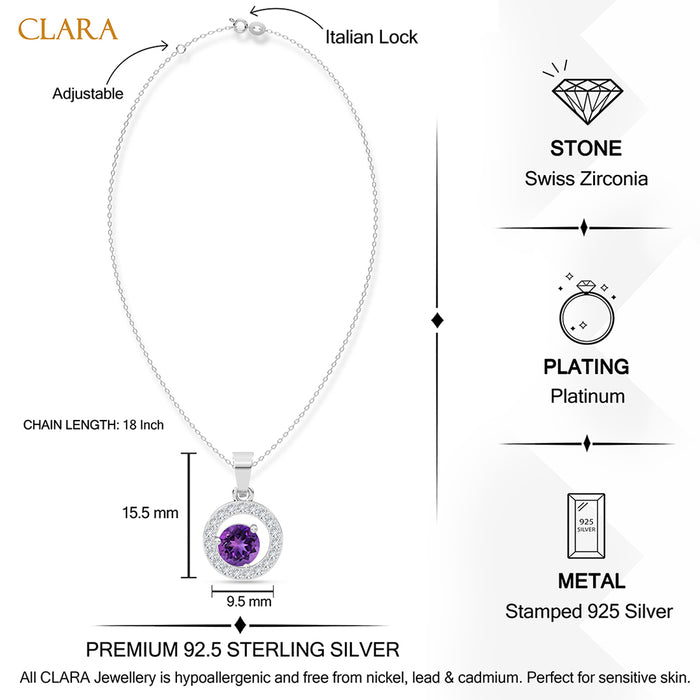 Silver Romina Purple Pendant with Chain