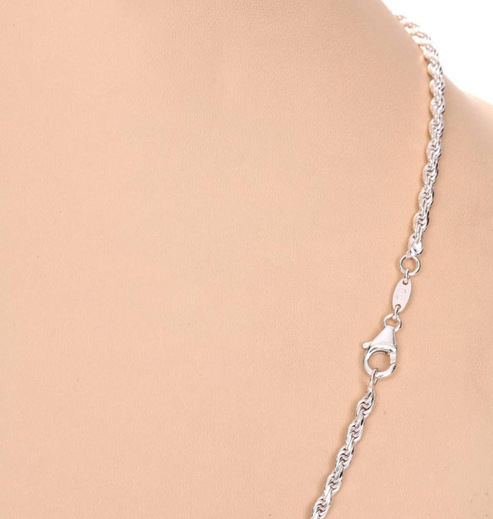 Clara Anti-Tarnish 92.5 Sterling Silver Rope Chain Necklace in 20 24 28 inches for Men & Boys