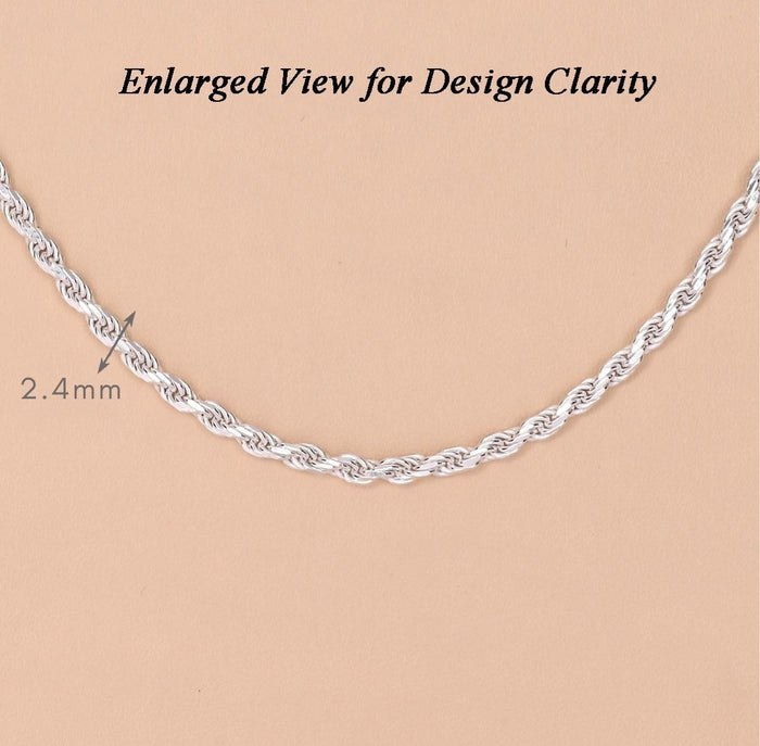 Silver Rope Chain Necklace in 20 24 28 inches