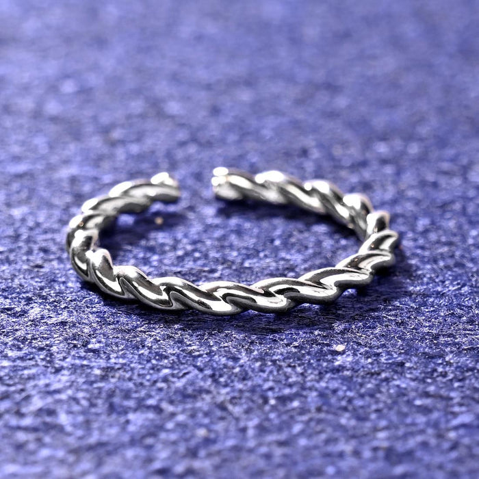 CLARA Pure 925 Sterling Silver Rope Finger Ring
