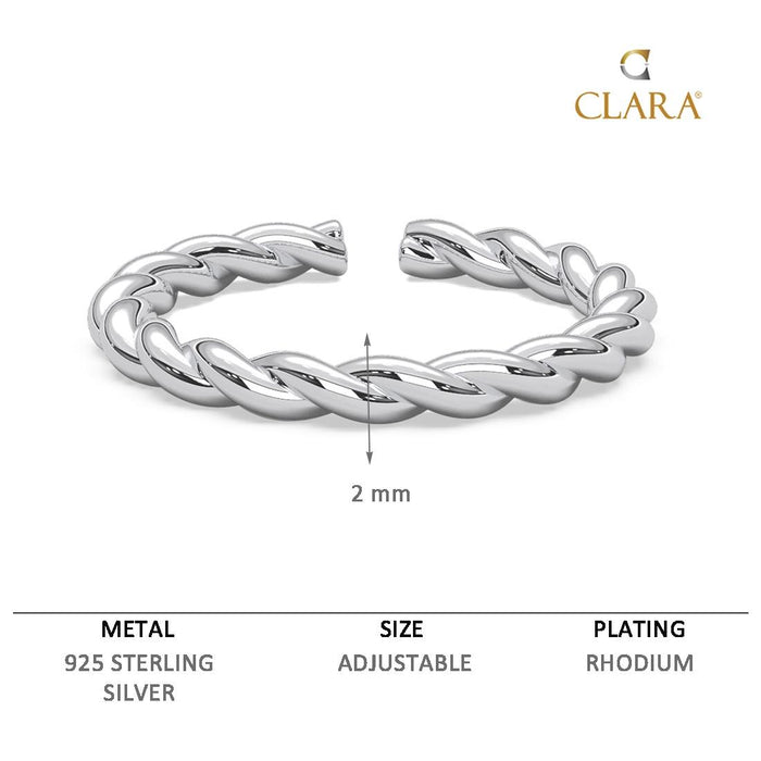 CLARA Pure 925 Sterling Silver Rope Finger Ring