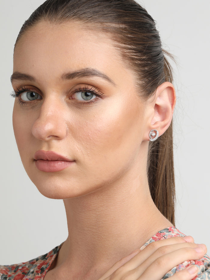 CLARA 925 Sterling Silver Rosa Earrings with Screw Back