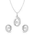 CLARA 925 Sterling Silver Rosa Pendant Earring Chain Jewellery Set