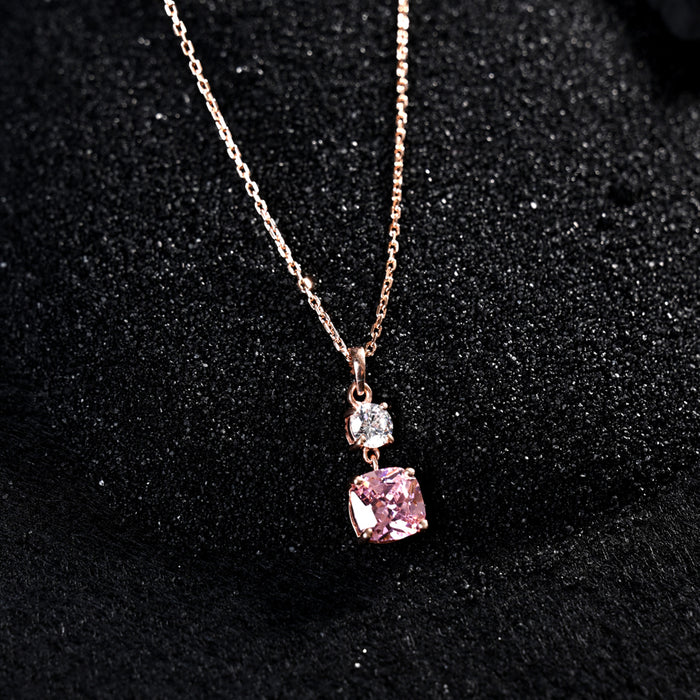 CLARA 925 Sterling Silver Rosa Pendant Chain Necklace