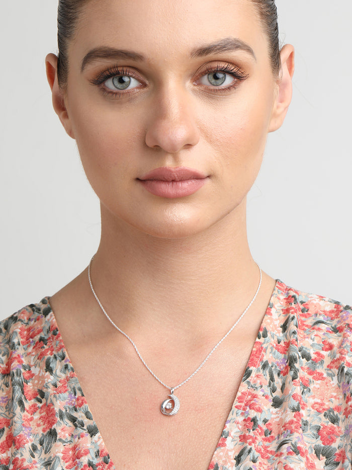 CLARA 925 Sterling Silver Rosa Pendant Chain Necklace