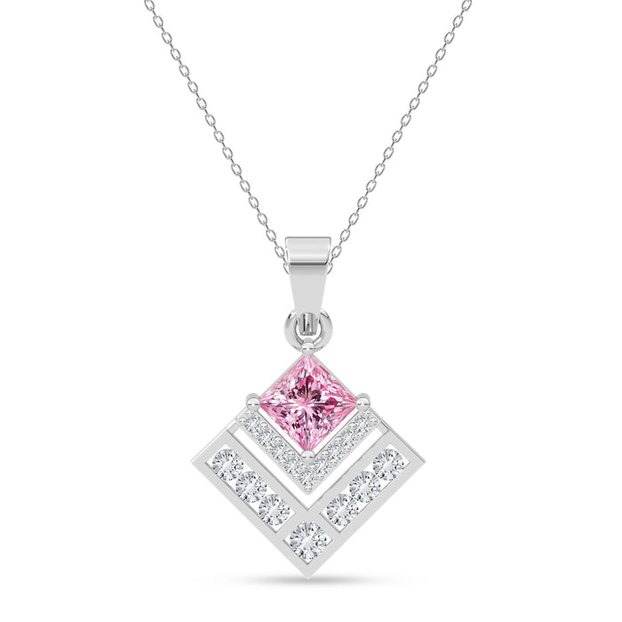 Silver Rosabella Pink Pendant with Chain