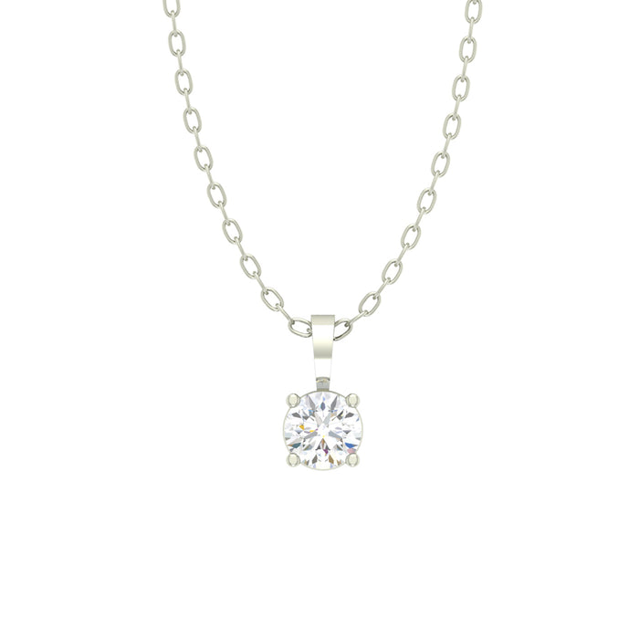 Silver Round Pendant Chain Necklace