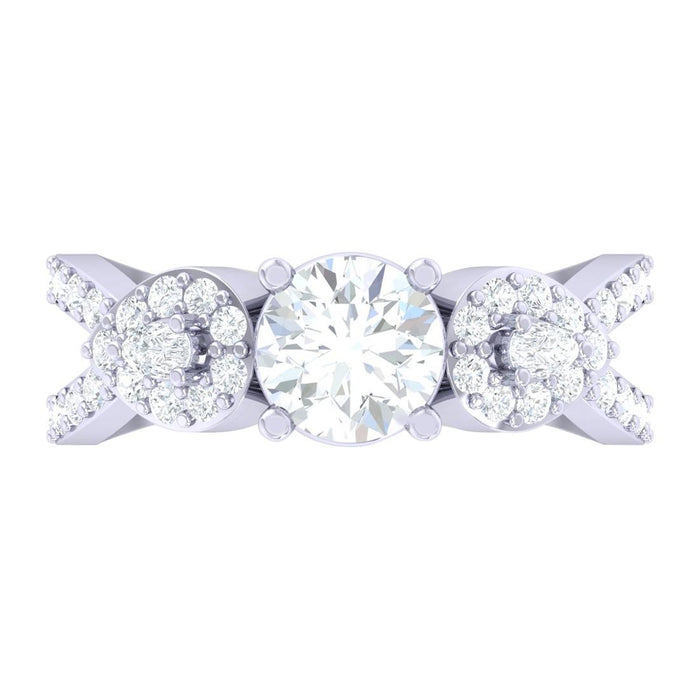 CLARA Made with Swiss Zirconia 925 Sterling Silver Round Solitaire Ring Gift for Women and Girls