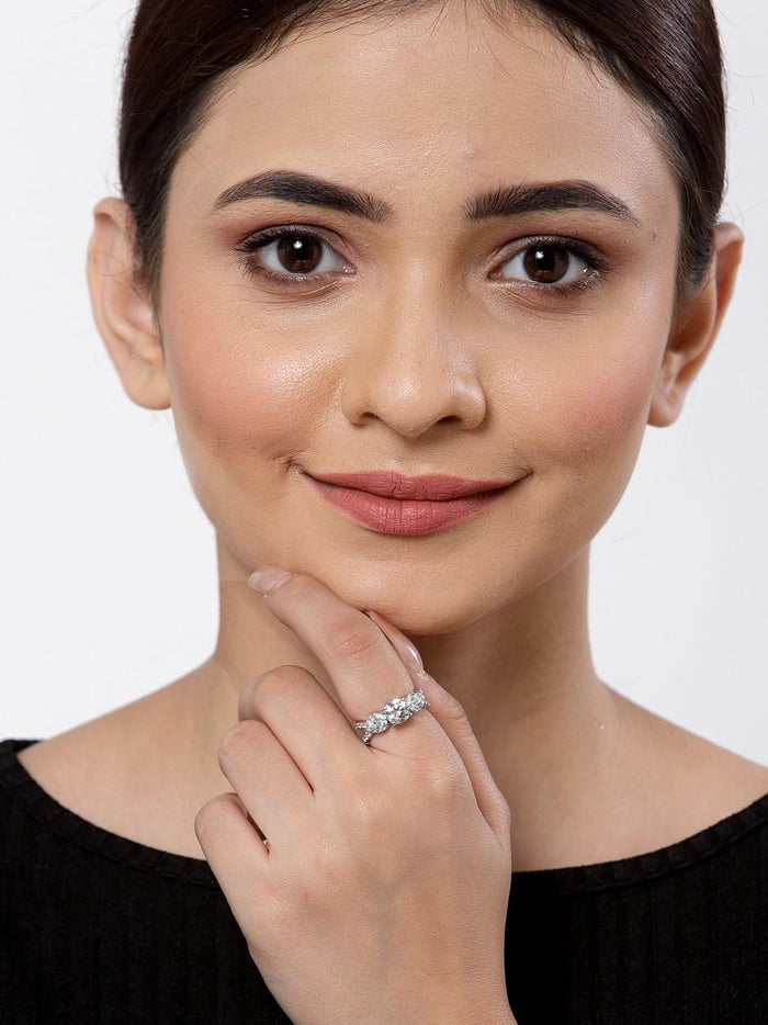 CLARA Made with Swiss Zirconia 925 Sterling Silver Round Solitaire Ring Gift for Women and Girls
