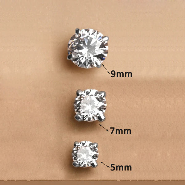 CLARA 925 Sterling Silver Round Solitaire Stud Men Earring Gift for Men & Boys 1 Piece