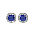 Silver Royal Blue Cushion Earring