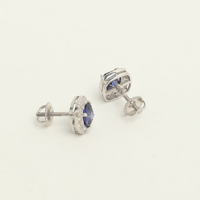 Silver Royal Blue Cushion Jewellery Set