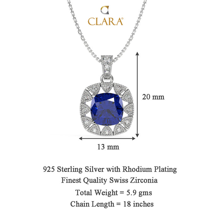 Silver Royal Blue Cushion Pendant