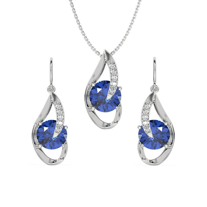 Silver Royal Blue Eye Jewellery Set
