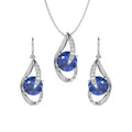 Silver Royal Blue Eye Jewellery Set