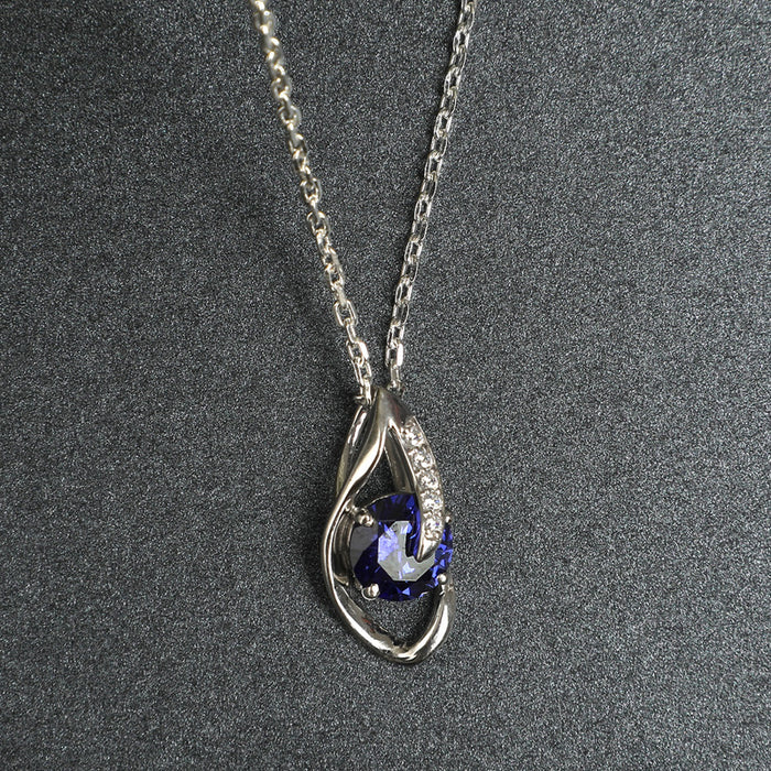 CLARA 925 Sterling Silver Royal Blue Eye Pendant | Rhodium Plated, Swiss Zirconia | Gift for Women & Girls