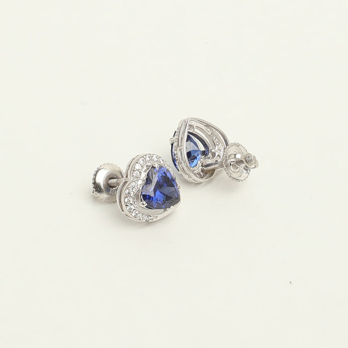 Silver Royal Blue Heart Earring