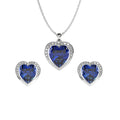 Silver Royal Blue Heart Jewellery Set