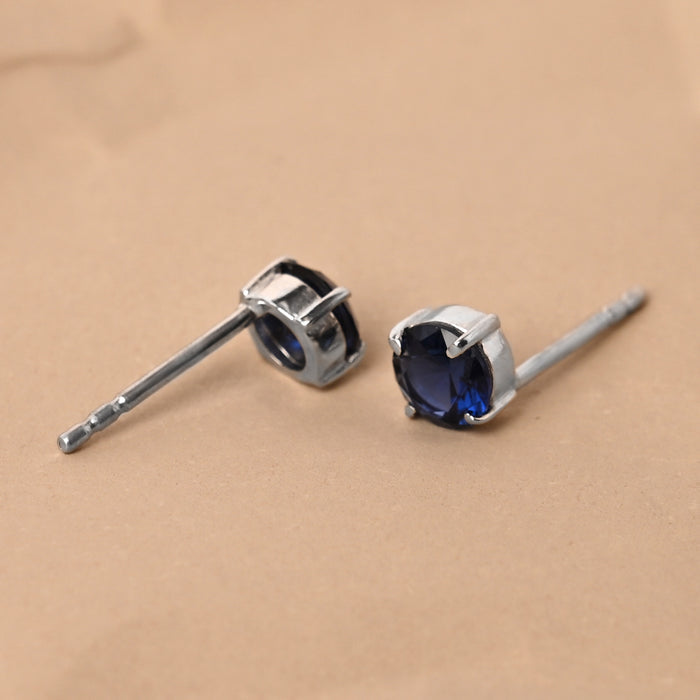 CLARA 925 Sterling Silver Royal Blue Studs Earrings Gift for Kids Girls