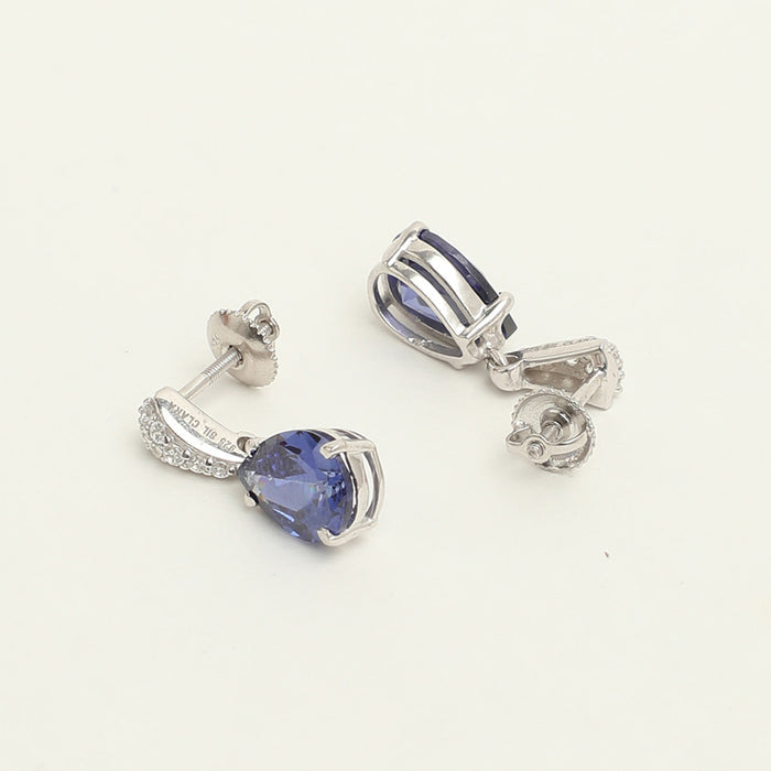 Silver Royal Blue Tear Drop Earring