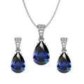 Silver Royal Blue Tear Drop Jewellery Set