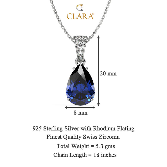 Silver Royal Blue Tear Drop Pendant