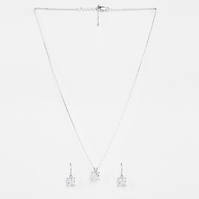Silver Russo Square Solitaire Jewellery Set