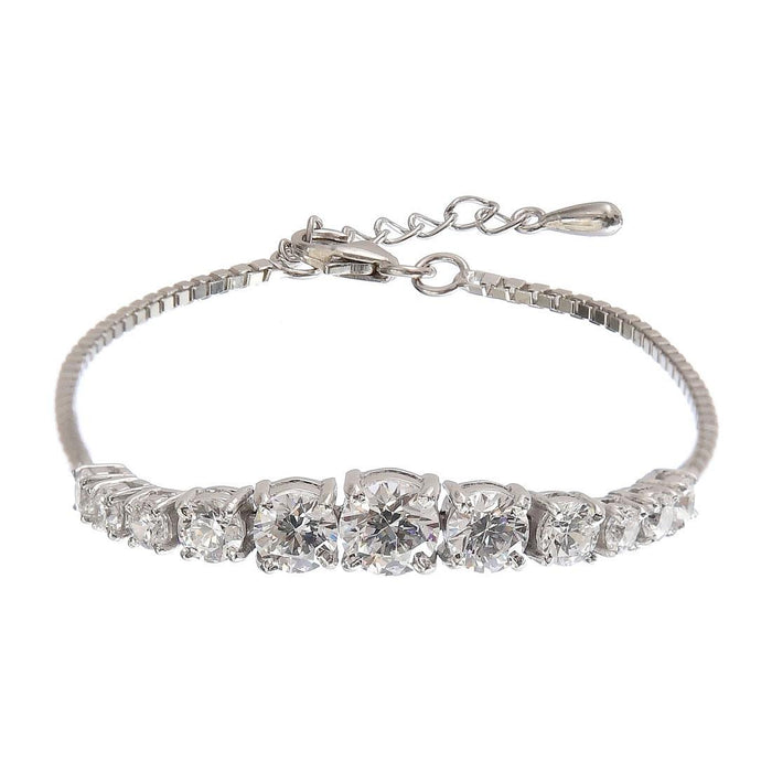 CLARA Made with Swiss Zirconia 925 Sterling Silver Sandra Solitaire Bracelet Gift for Women and Girls
