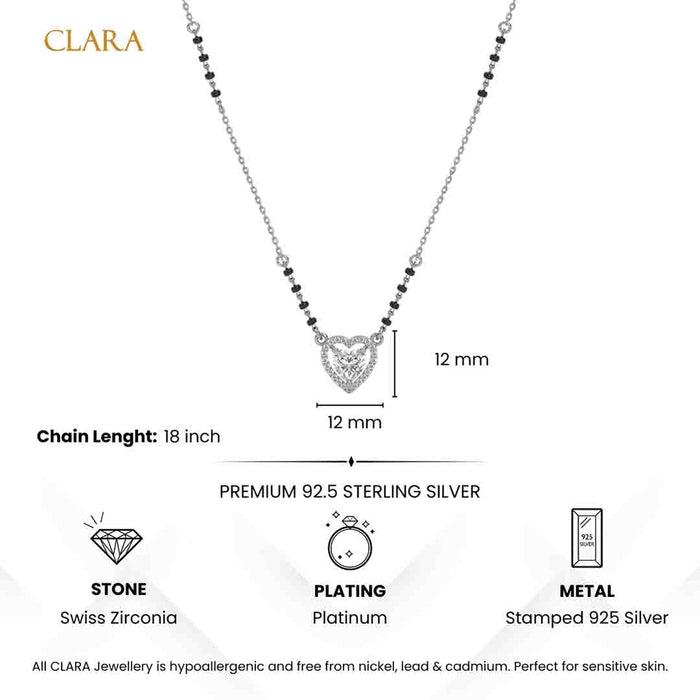 Silver Shanvika Heart Solitaire Mangalsutra