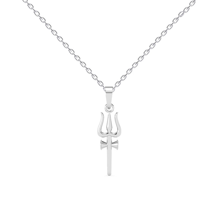 Silver Shiva Trishul Pendant Chain