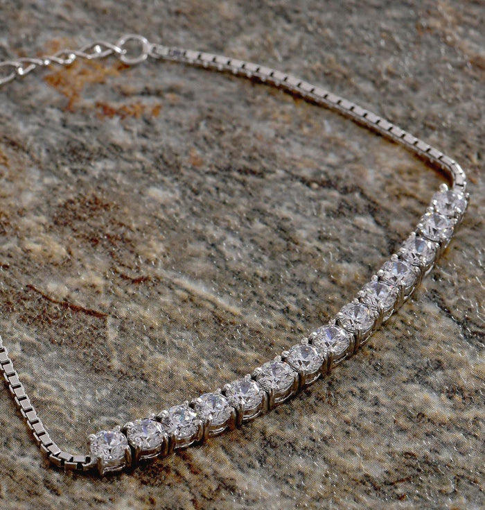 CLARA Made with Swiss Zirconia 925 Sterling Silver Siena Solitaire Bracelet Gift for Women and Girls