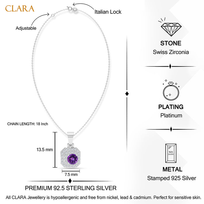 Silver Sienna Purple Pendant with Chain