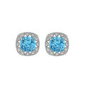Silver Sky Blue Cushion Earring