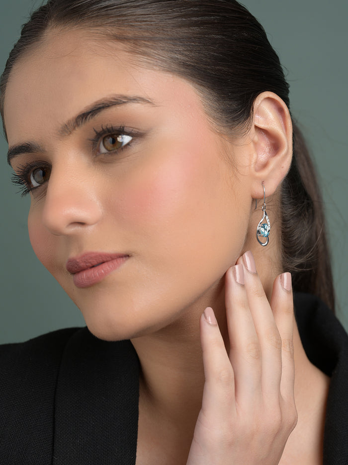 Silver Sky Blue Eye Earring