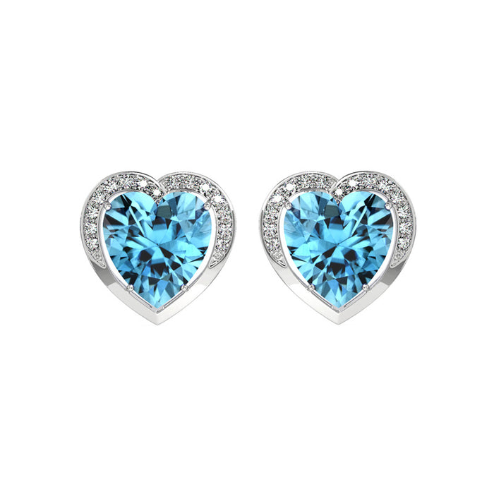 Silver Sky Blue Heart Earring