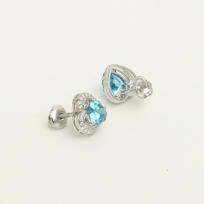 Silver Sky Blue Heart Earring