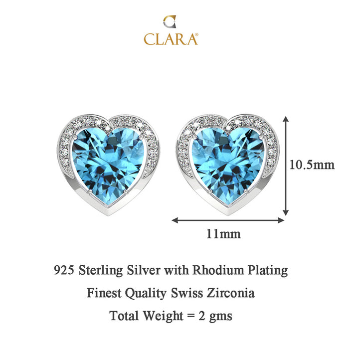 Silver Sky Blue Heart Earring