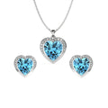 Silver Sky Blue Heart Jewellery Set