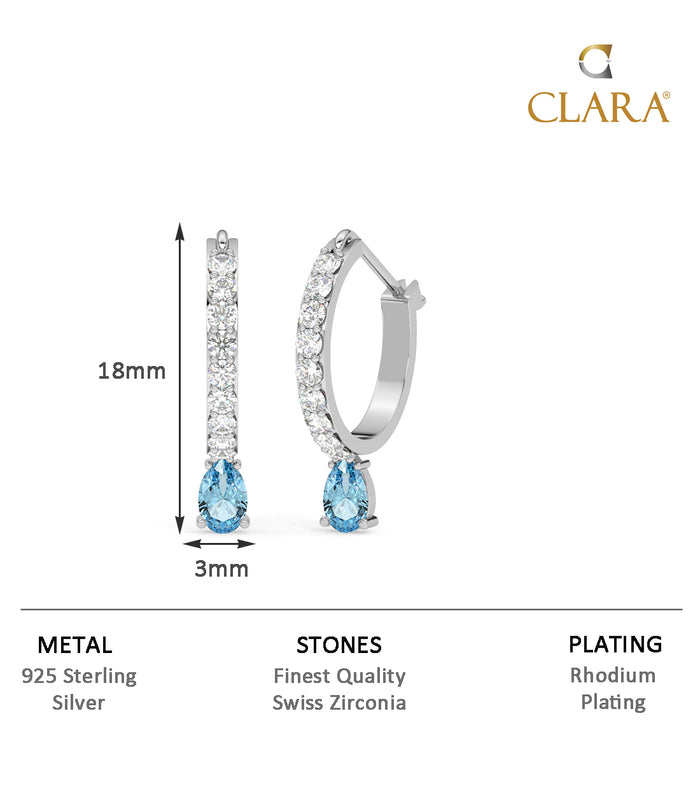 CLARA 925 Sterling Silver Sky Blue Hoop Bali Earrings