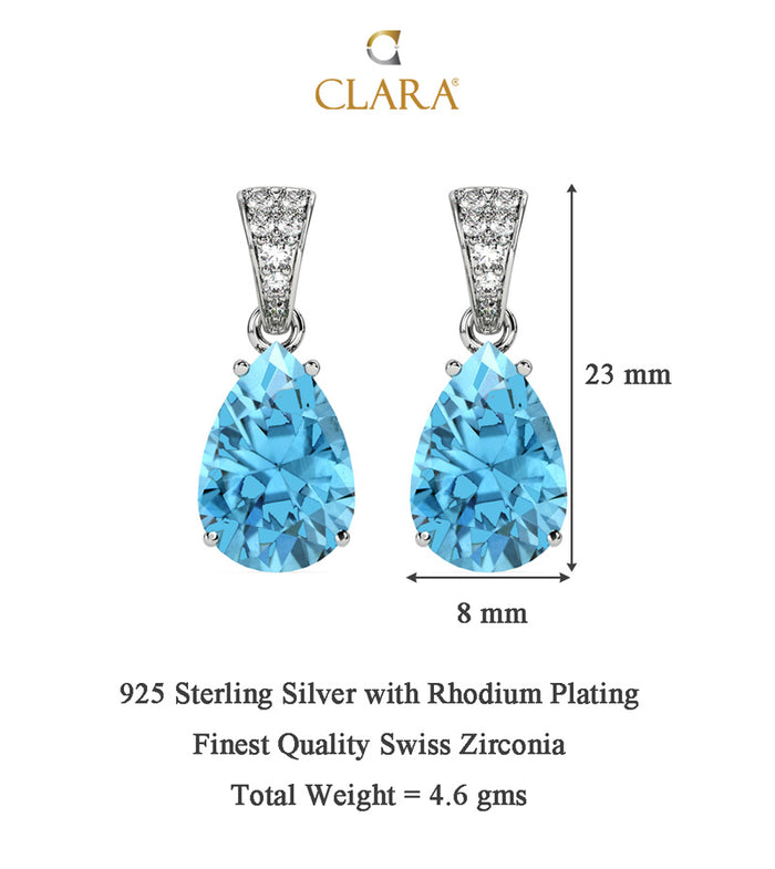 Silver Sky Blue Tear Drop Earring