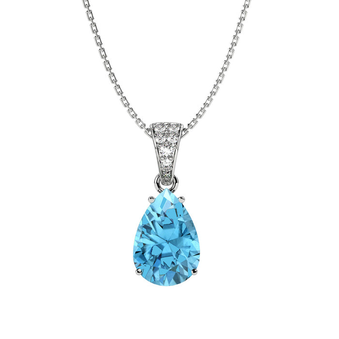 Silver Sky Blue Tear Drop Pendant