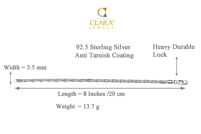 Silver Snake Bracelet 8 inches