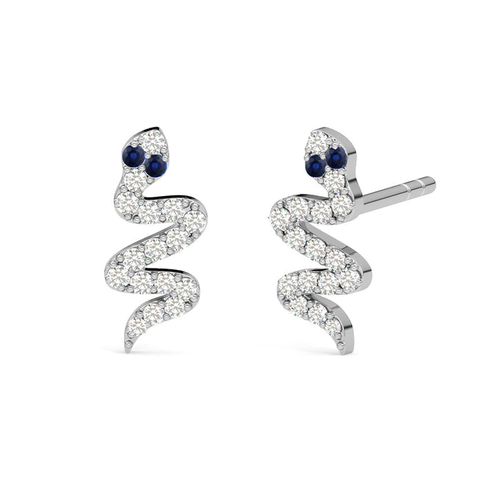 CLARA 925 Sterling Silver Snake small Studs Earrings
