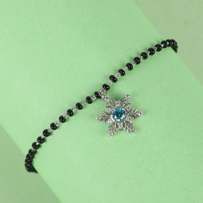 CLARA 925 Sterling Silver Snowflake Hand Mangalsutra Bracelet